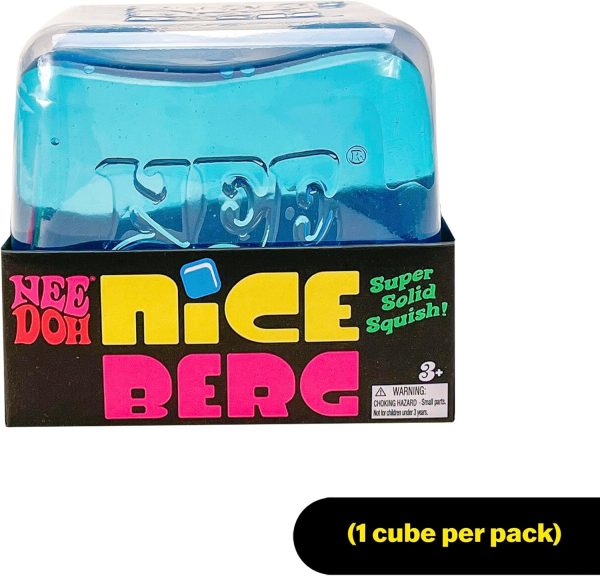 Giant translucent blue NeeDoh Nice Berg sensory squish cube — Image 2 of 8