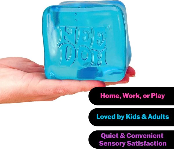 Giant translucent blue NeeDoh Nice Berg sensory squish cube — Image 5 of 8