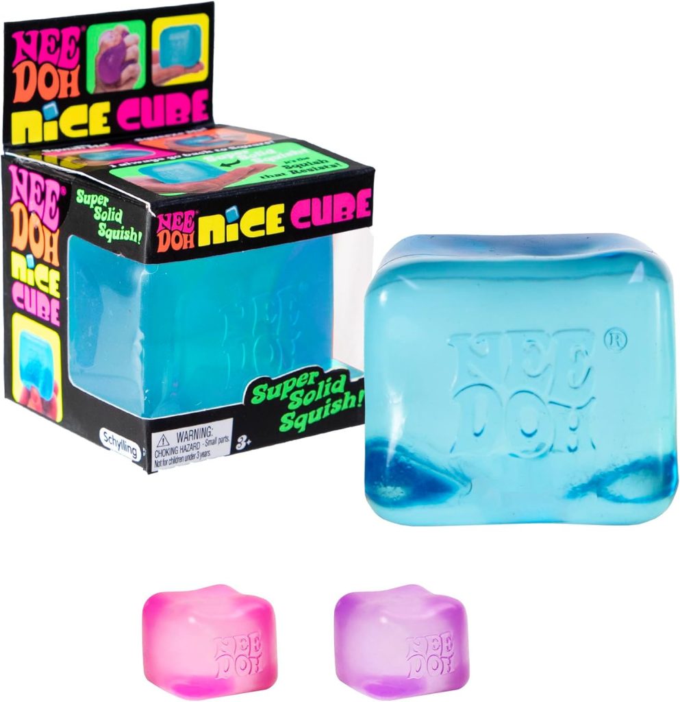 Translucent blue NeeDoh Nice Cube sensory squish toy — Image 1 of 6