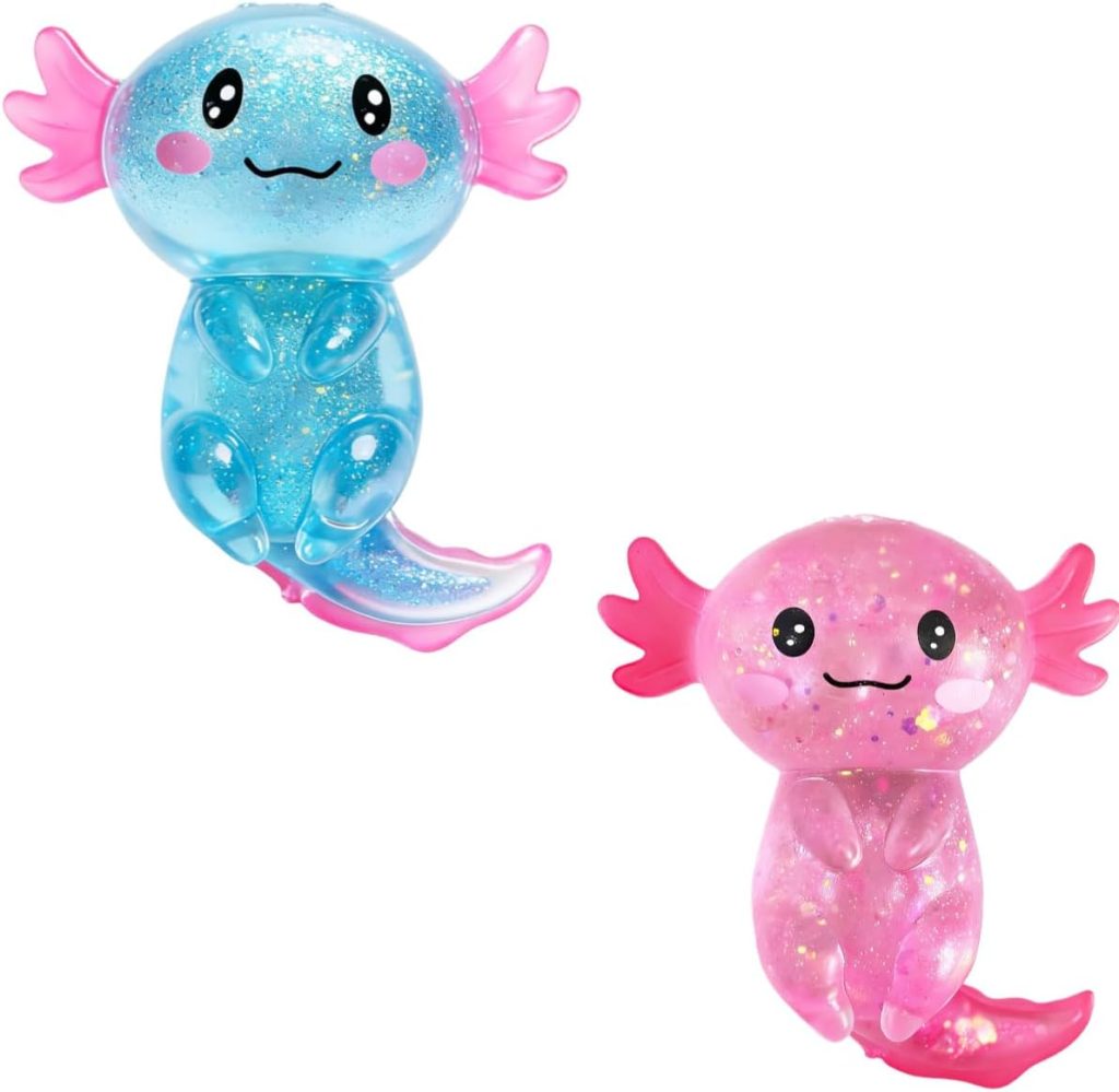 Axolotl squishy toy 2-pack glitter pink and blue — Image 1 of 10
