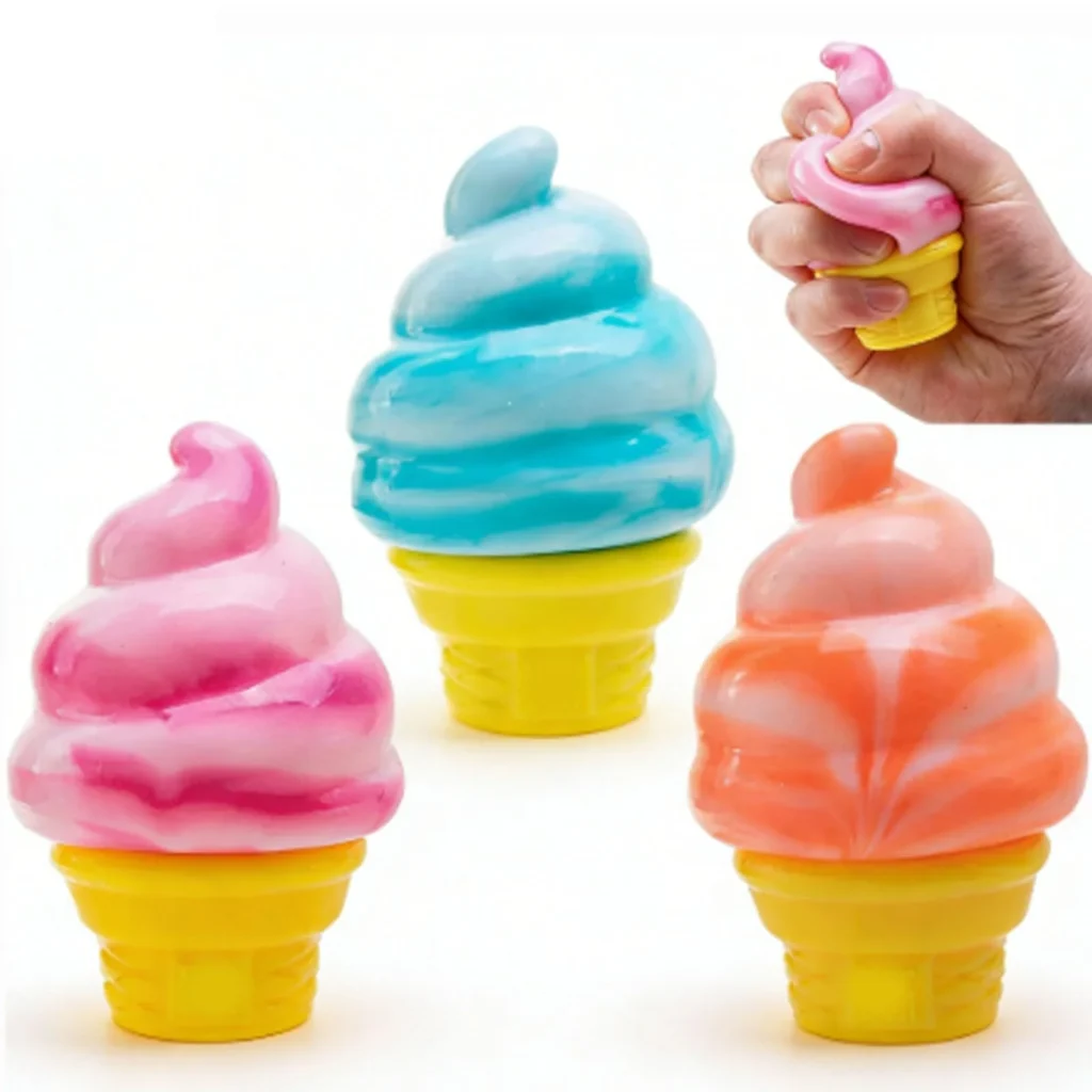NeeDoh Nice Cream Cone squishy in pink with waffle cone — Image 1 of 8