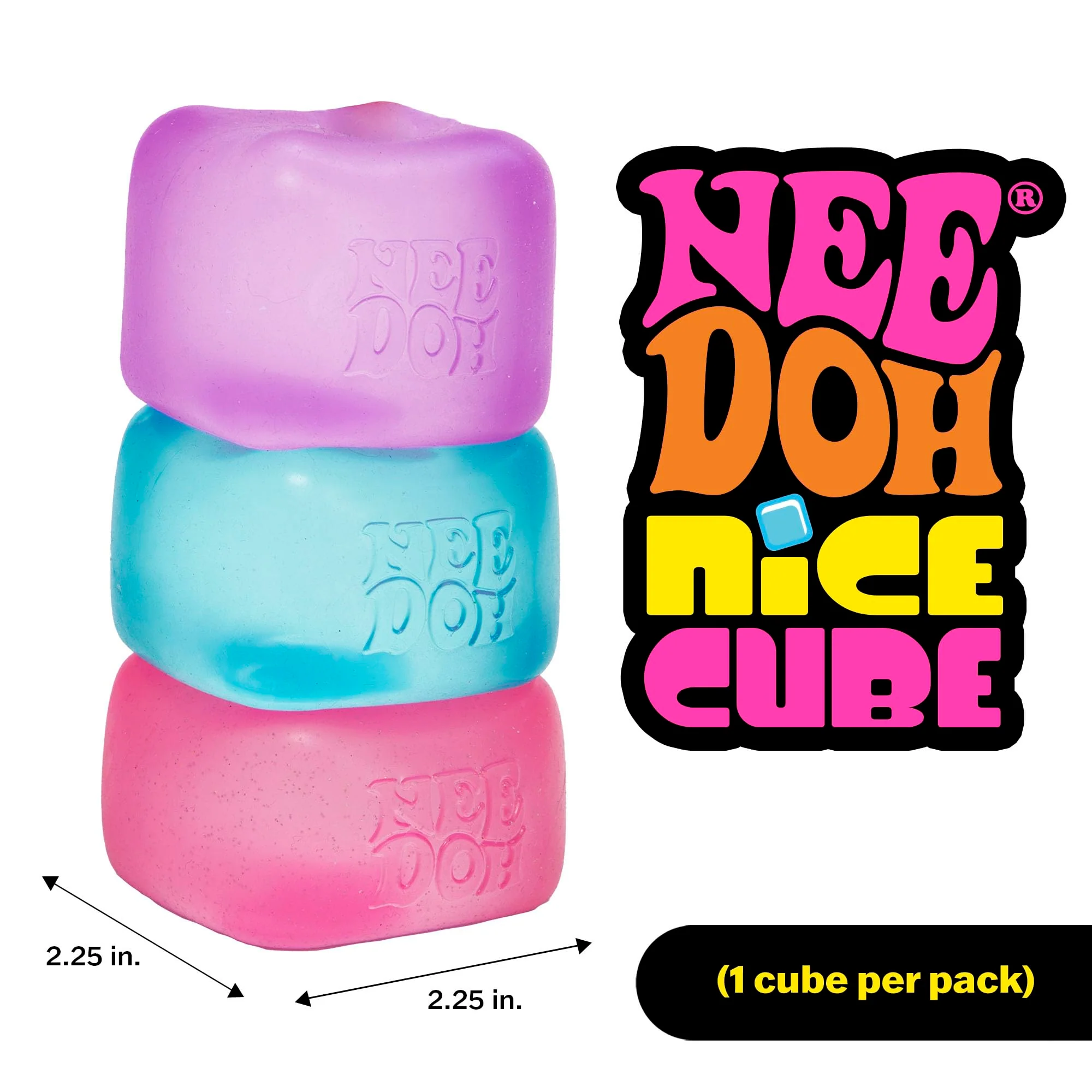 NeeDoh Nice Cube blue translucent fidget toy on white background — Image 5 of 11
