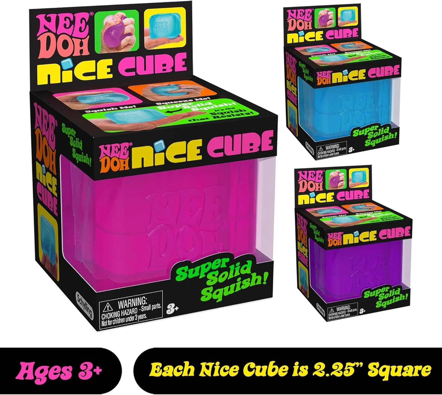NeeDoh Nice Cube blue translucent fidget toy on white background — Image 7 of 11