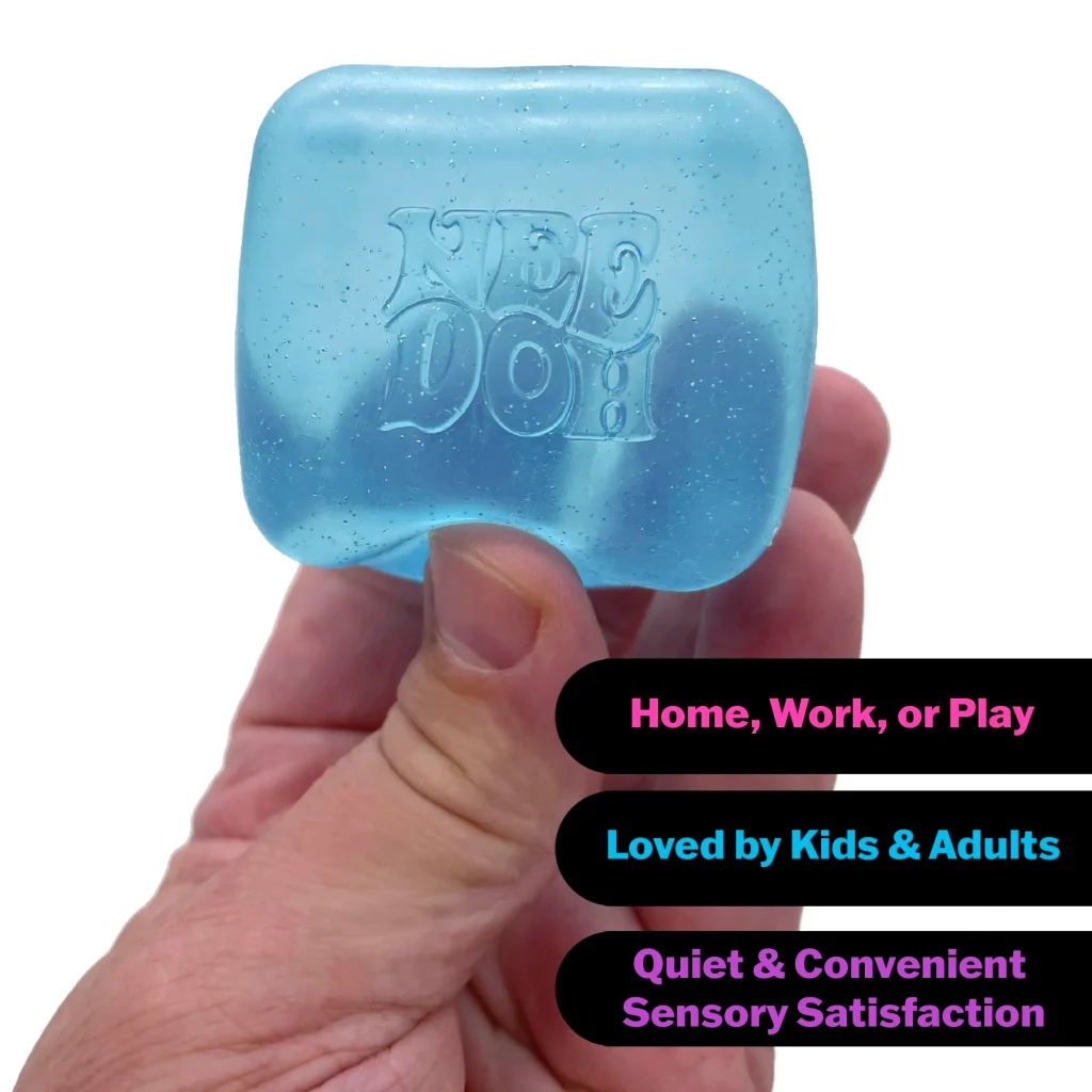 NeeDoh Nice Cube blue translucent fidget toy on white background — Image 8 of 11
