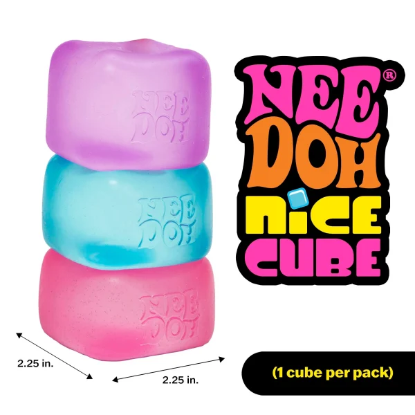 NeeDoh Nice Cube blue translucent fidget toy on white background — Image 9 of 11
