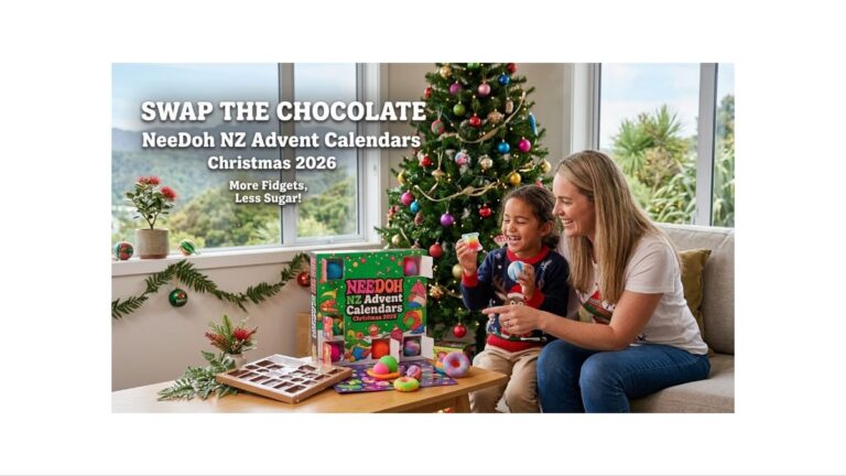Swap the Chocolate: Why Kiwi Parents Are Choosing NeeDoh Advent Calendars for Christmas 2026 2 NeeDoh NZ Advent Calendar 2026 showing family swapping chocolate for fidget toys.