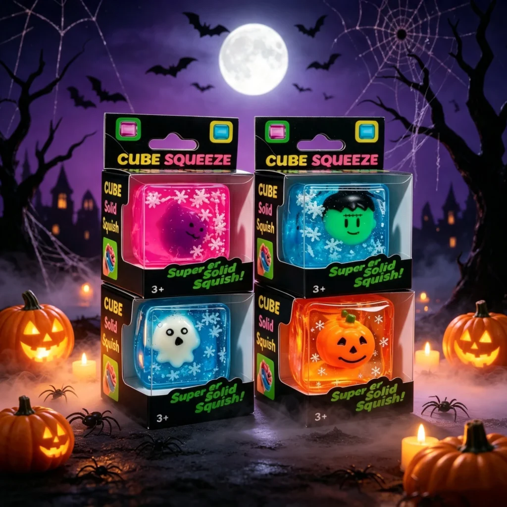 Luminous Halloween spooky squishy cube cartoon squeeze toy — Image 1 of 11