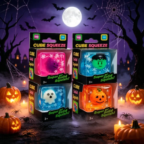 Luminous Halloween spooky squishy cube cartoon squeeze toy — Image 1 of 11