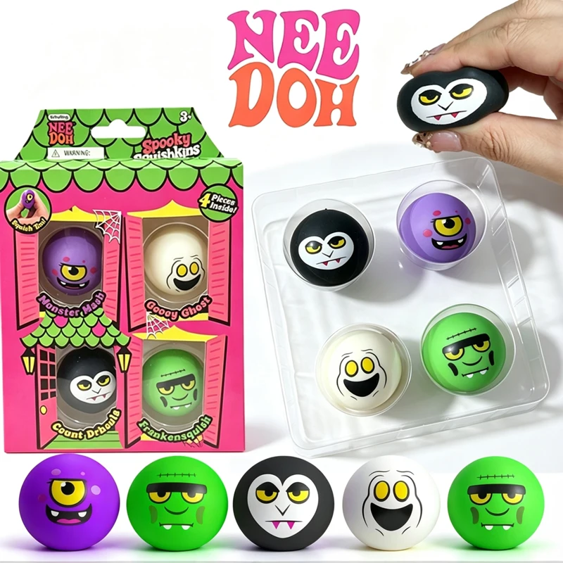 NeeDoh Mini Spooky Squishkins 4 Pack Halloween squeeze balls — Image 1 of 8